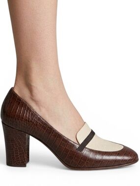 Casadei Designer Italian Made Two Tone Reptile Embossed Leather Shoes Size 7.5B